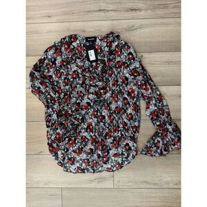 The Kooples Red and Black Floral Blouse